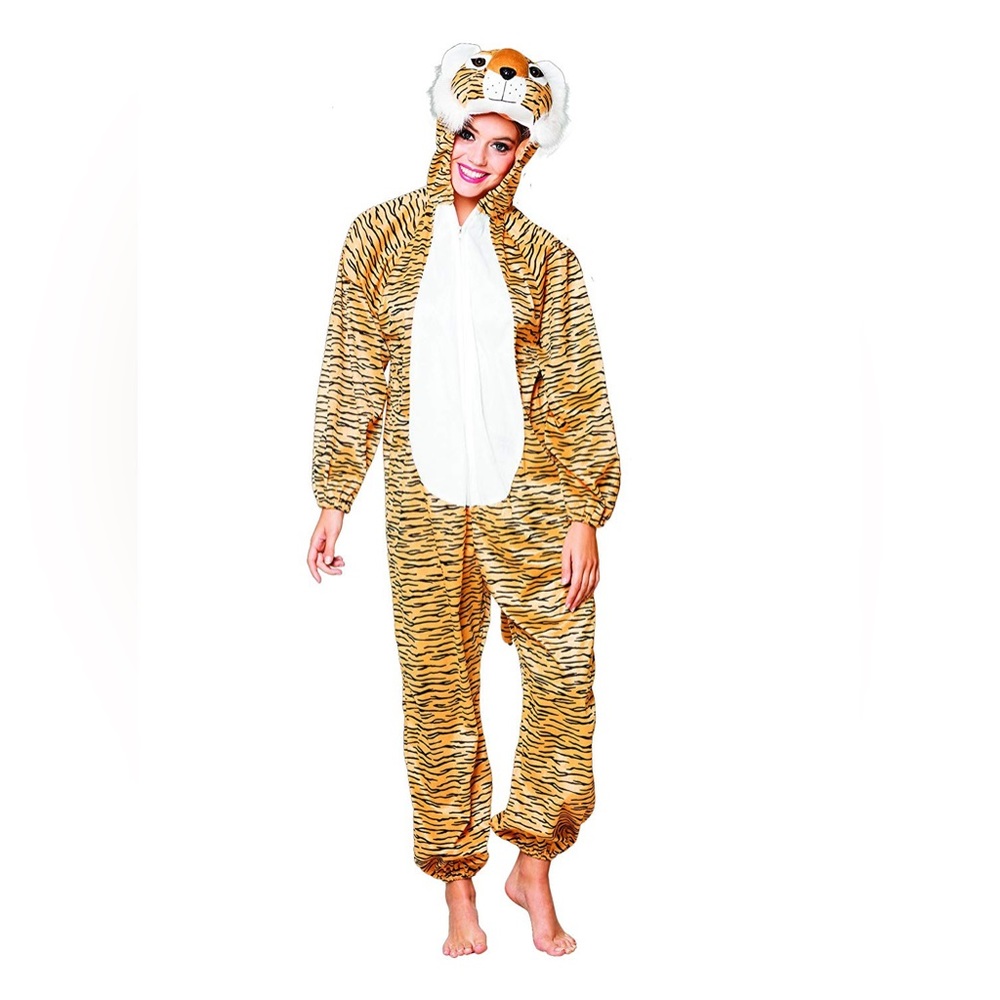 Adult Tiger Halloween Costume Jumpsuit | Size M/L